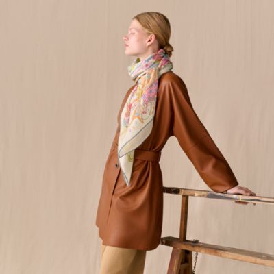 ★美品★エルメス　ストール　ショール　グランアッシュ　H柄　総柄　シルク　ウール ☆美品☆エルメス ストール ショール グランアッシュ H柄 総柄